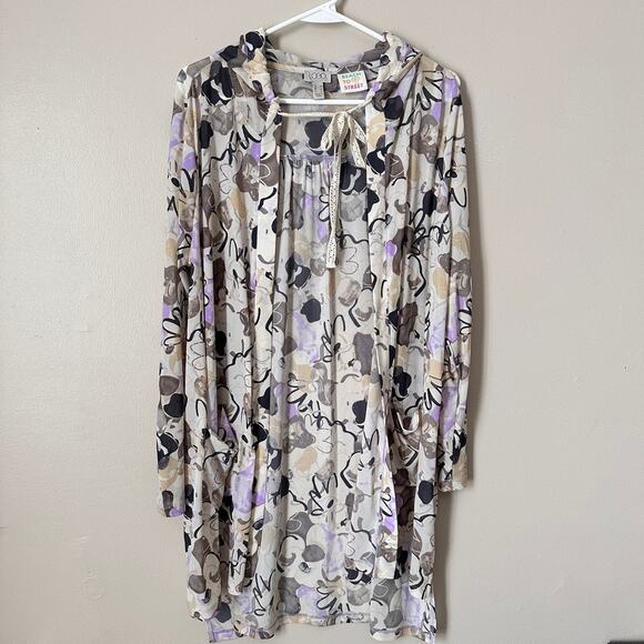 LOGO by Lori Goldstein Other - LOGO Lori Goldstein Beach To Street Sheer Mesh Hooded Cardigan Coverup MEDIUM